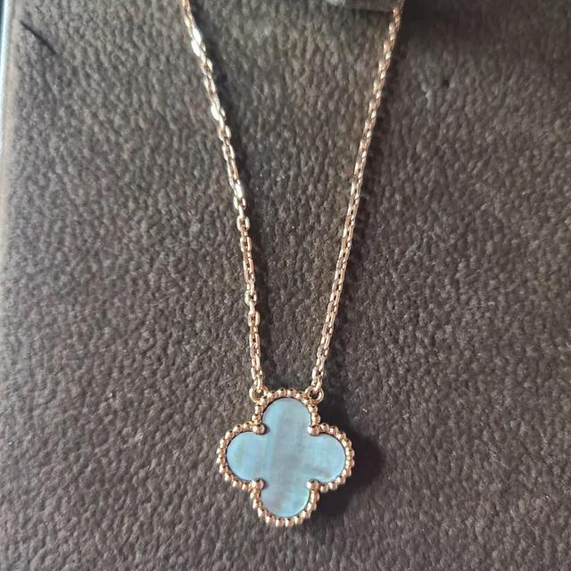 Clover Grey Obsidian Necklace 18K Rose Gold-Diamond Jewelry-404KBD471RY-HT