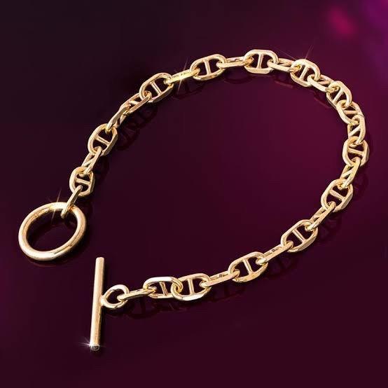 Chain anchor  Ancher H chain bracelet  Bangle chain 18k rose gold -Diamond Jewelry