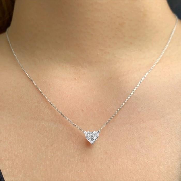 Heart Diamond necklace 18k white gold-Diamond Jewelry
