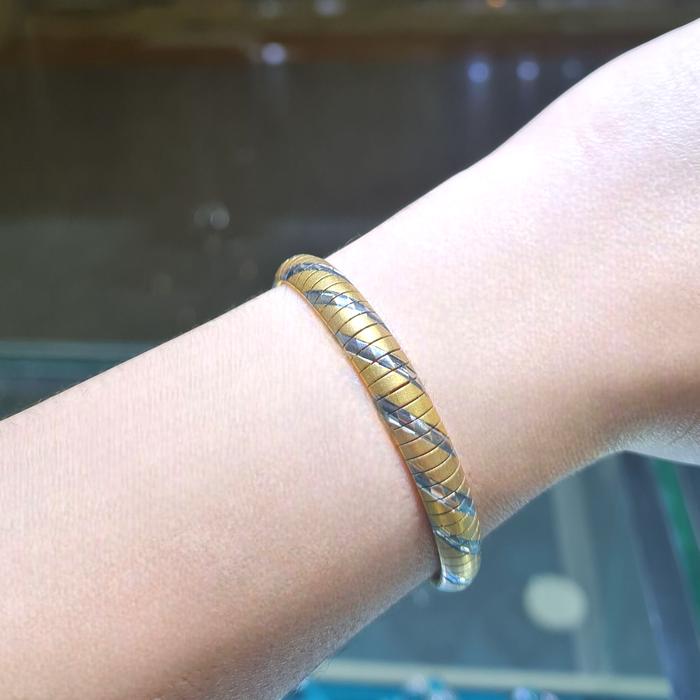 Gelang Emas Kombinasi Italy Stripe 23K-Diamond Jewelry-77GMS19WP-HT