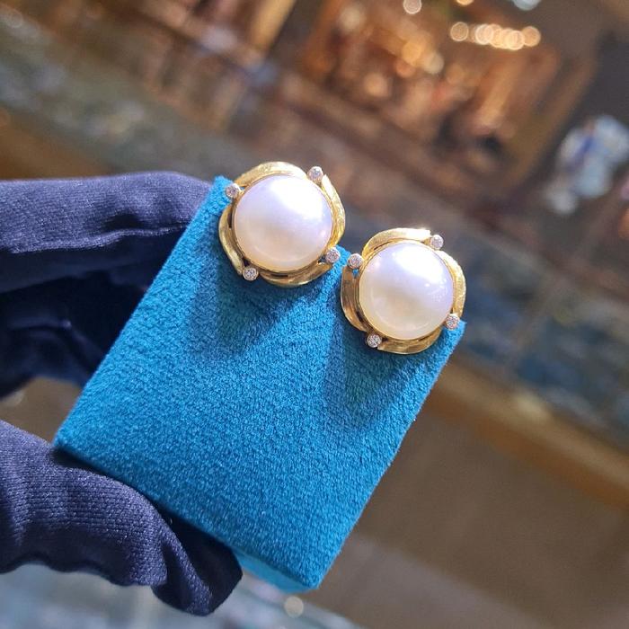 Anting Mutiara Emas 23K Diamond Jewelry 14AM12WP-HT