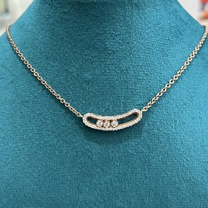 Diamond necklace movable sliding messika movable roundsmile 18k-Diamond Jewelry-18KB612LSWP