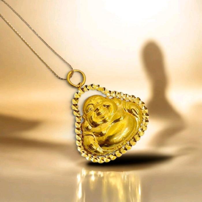 Buddha Maitreya Gold Pendant 23K / Lion Emas Buddha Maitreya 23K / Diamond Jewelry / 163LMSWP9