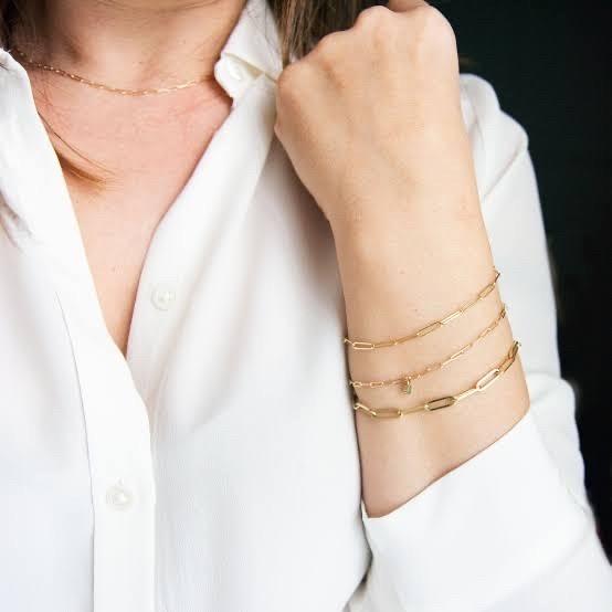gelang paperclip rosegold emas 18 Krt Diamond Jewelry