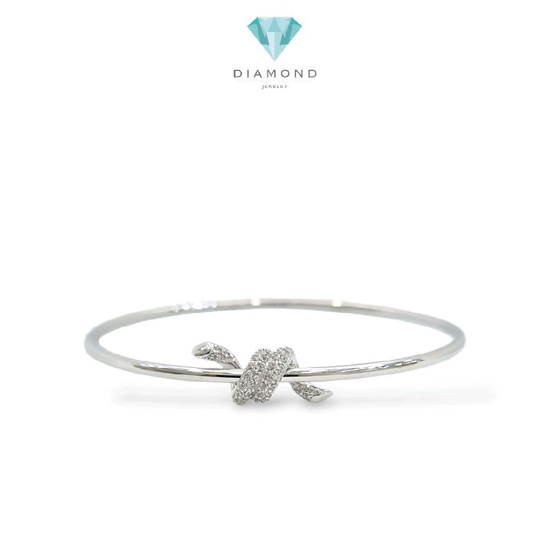 Knot White Gold Bangle Bracelet 17K / Gelang Emas Putih Knot 17K / Diamond Jewelry / 475GMS343LS