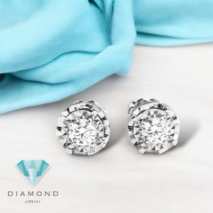 Diamond Solitaire illusion flower earring -Anting berlian utuh solitaire- anting berlian asli 18k-Diamond Jewelry