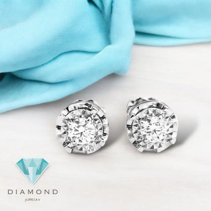 Diamond Solitaire illusion flower earring -Anting berlian utuh solitaire- anting berlian asli 18k-Diamond Jewelry