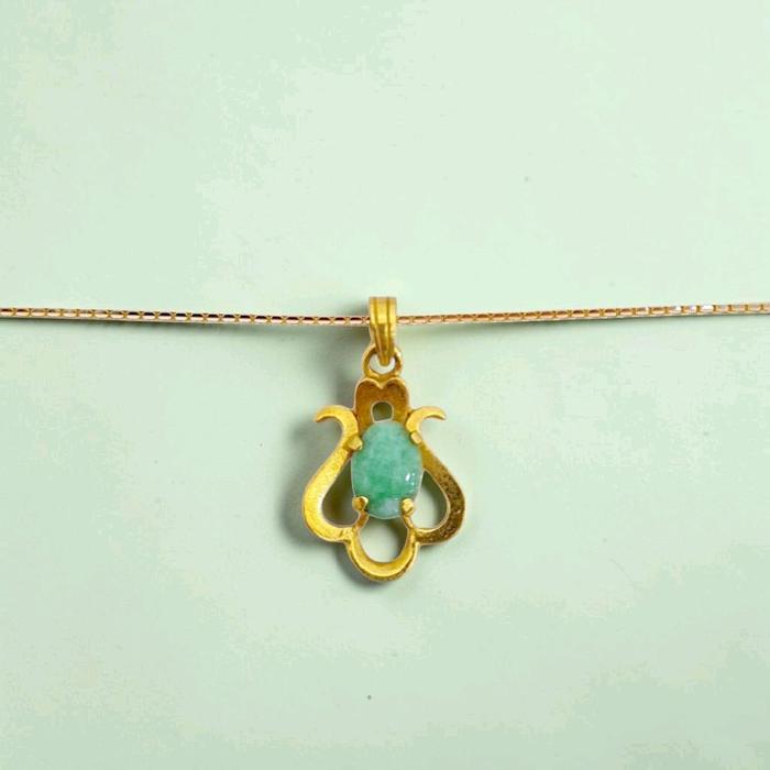Jade Gold Pendants 23K / Liontin emas giok 23K / Diamond Jewelry / 188LMSSWP3