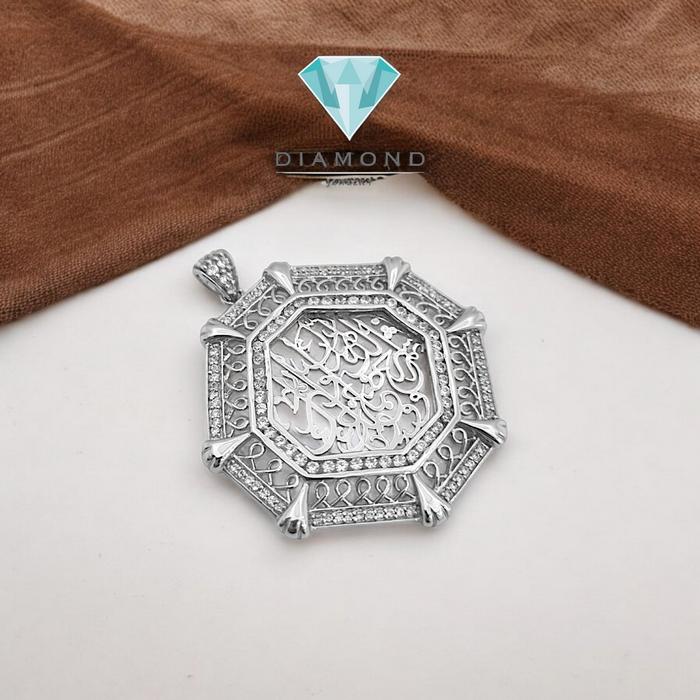 Liontin Mas Ornate Octagon calligraphy Initial ALLAH 18K-Diamiond Jewelry