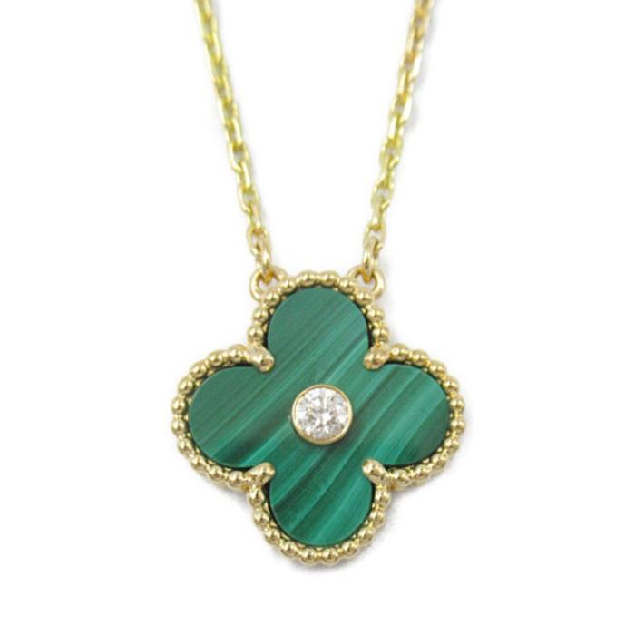 Holiday Clover Vintage Green Malachite With Diamond 18K Gold/Kalung Berlain Fashion Diamond Jewelry-64KBD68000AB-HT