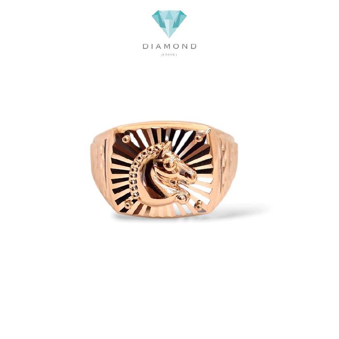 Rose Gold Men's Horse Head Ring 17K / Diamond Jewelry / 445CMS555LS