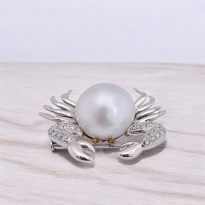 Crab Pearl Diamond Clip 18K / Diamomd Jewelry