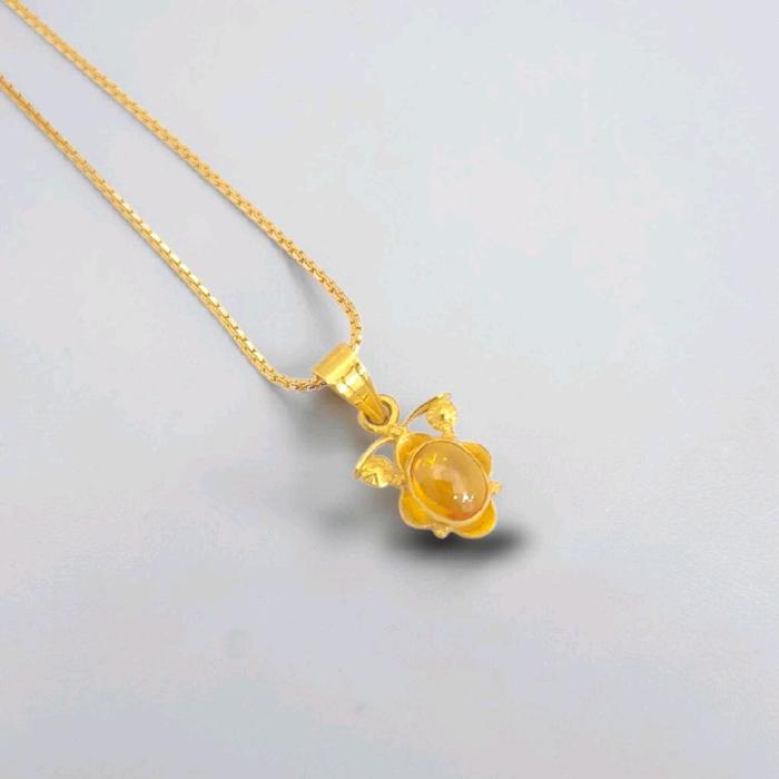 Yellow Stone Gold Pendants 23K / Liontin Emas Batu Kuning 23K / Diamond Jewelry / 257LMSWP2