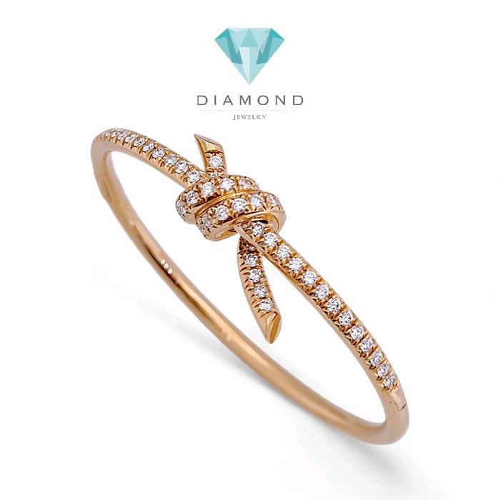 Knot Half Diamond Bangle 18K / Gelang Setengah Berlian Knot 18K / Diamond Jewelry-HT