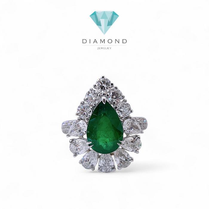 Tear Emerald Diamond Ring/ cincin jamrud tear berlian 18k-Diamond.Jewelry