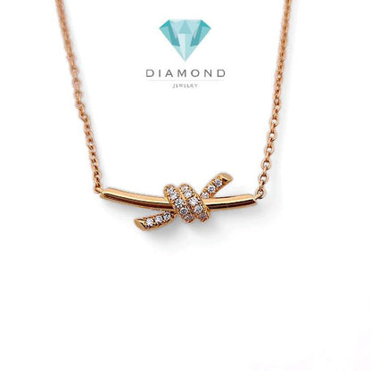 Small Knot Diamond Necklace 18K / Diamond Jewelry 399KBD5500RY-HT