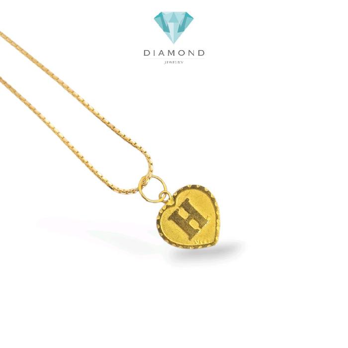 Gold heart pendant letter H 23K / Liontin Hati Emas Huruf H 23K / Diamond Jewelry / 238LMSWP1