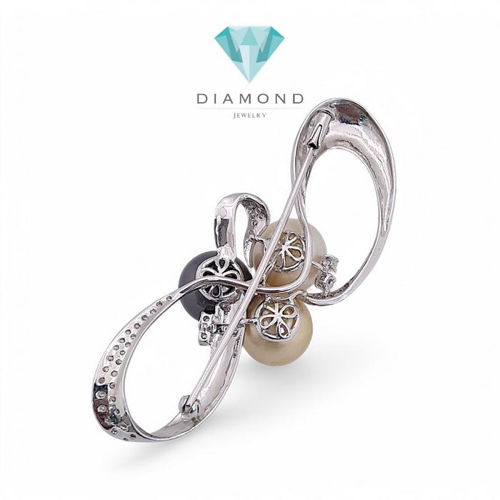 Clip Pearl Tri Color Diamond 18K / Diamond Jewelry