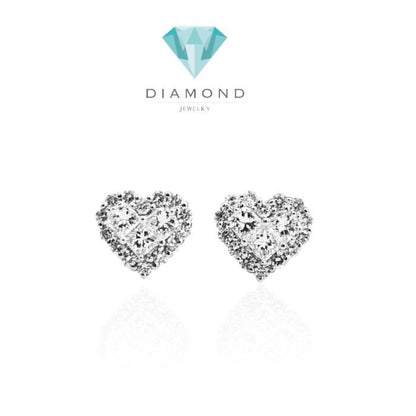 Diamond Heart stud 18k white gold-Diamond Jewelry
