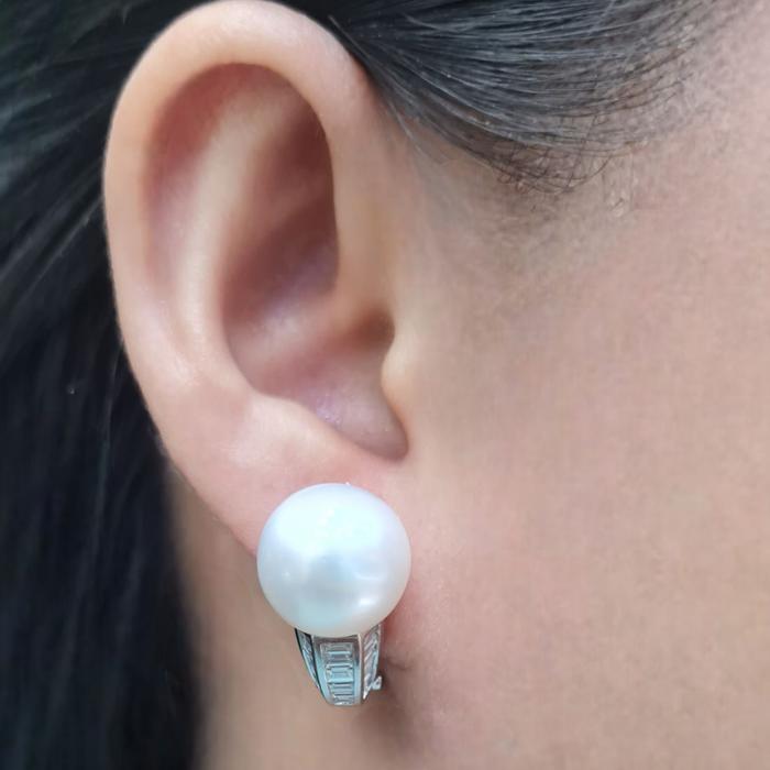 Pearl Diamond Earrings 18K / Diamond Jewelry