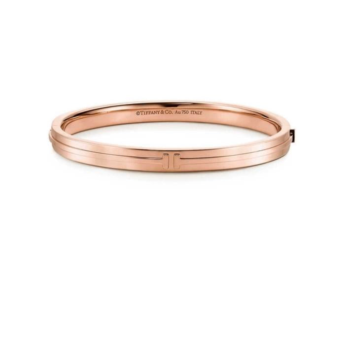 T full gold bangle 18k rose gold-Diamond Jewelry