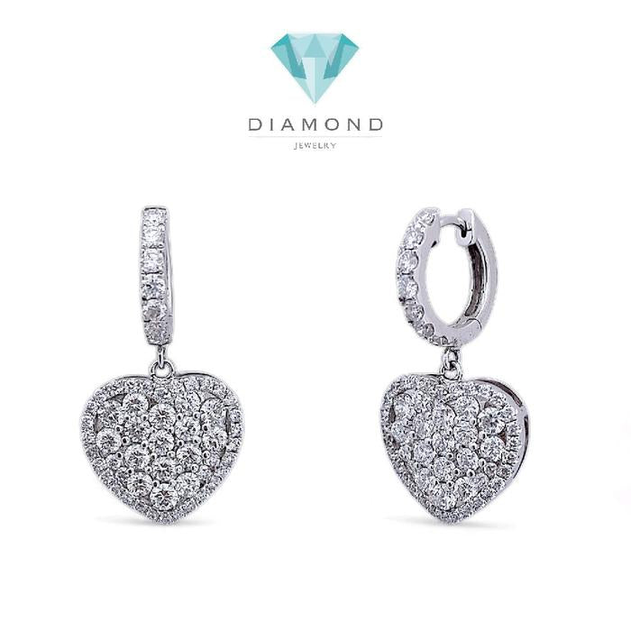 Heart Diamond Earring 18K / Diamond Jewelry