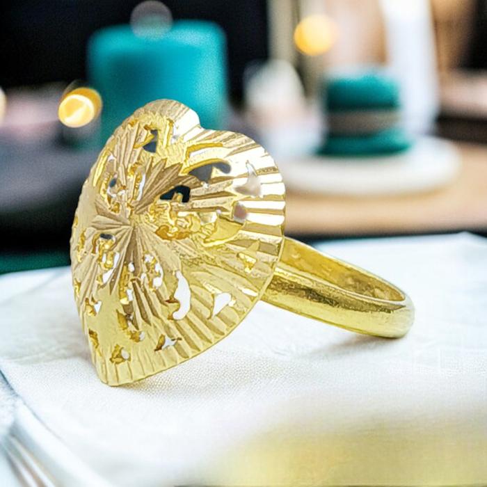 Heart Yellow Gold Ring 23K-Cincin Emas Hati/Diamond Jewelry-144CMSWP4-HT