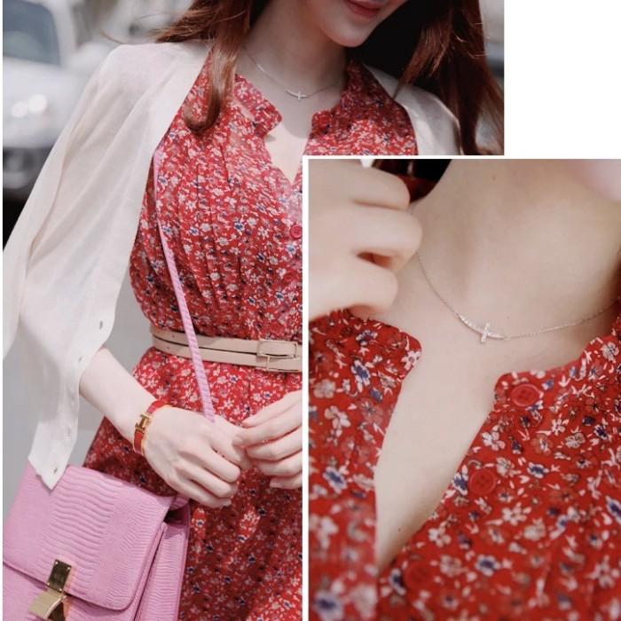 Side Cross Diamond Necklace 18k -Diamond jewelry