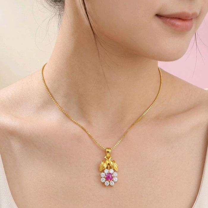 Flower Gold Pendants 23K / Liontin Emas Bunga 23K / Diamond Jewelry / 194LMSWP2