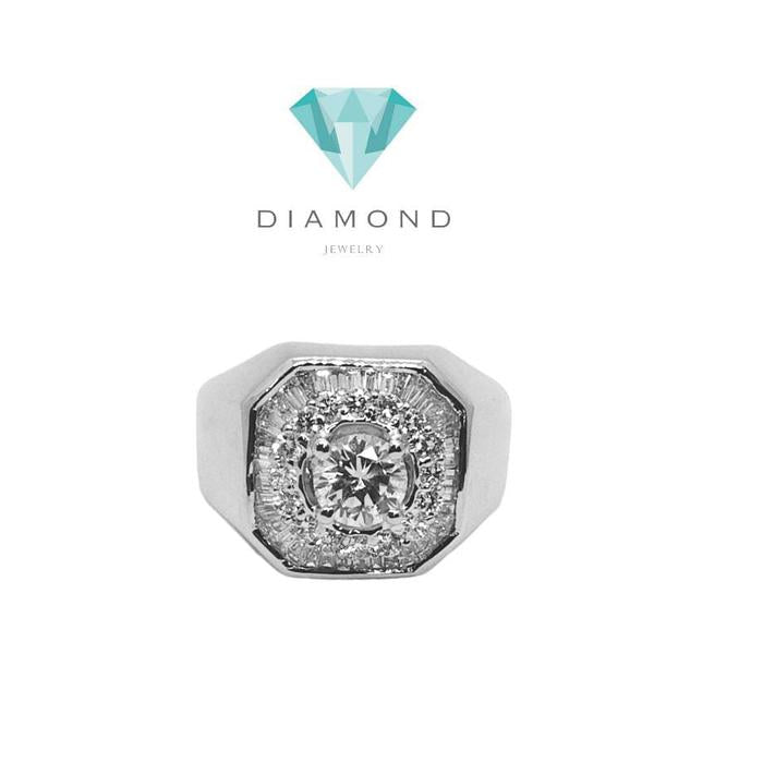 Diamond Solitaire Mens Ring 18K white gold-Diamond Jewelry