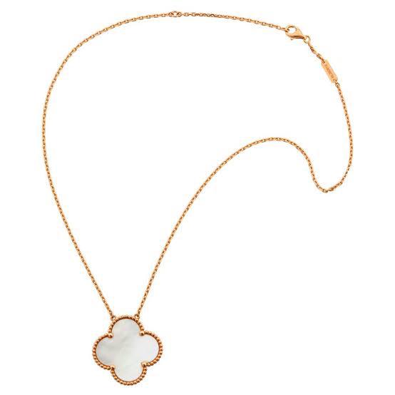 Mop clover vc large necklace 18k rose gold-Diamond Jewelry