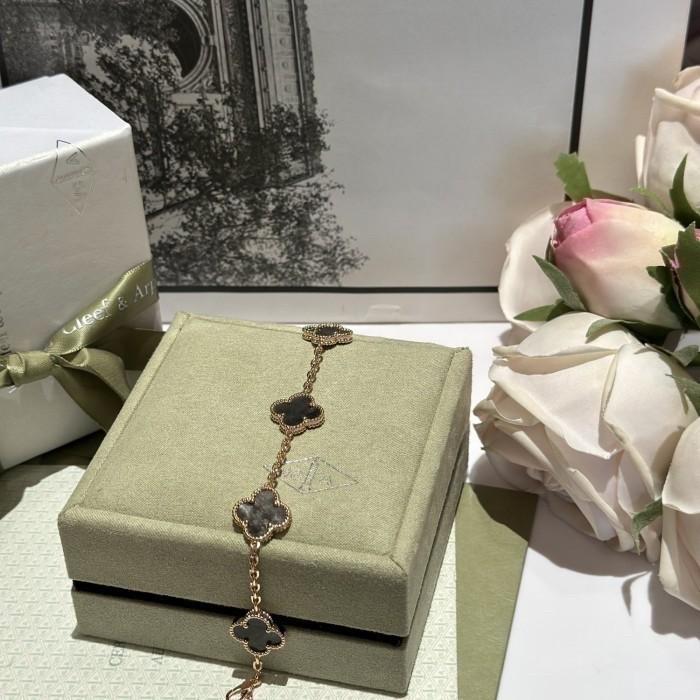 Clover vintage bracelet grey obsidian vc 18k-Diamond Jewelry