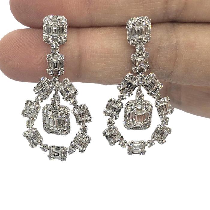 Baguette Viera Earring 18k Diamond -Diamond Jewelry