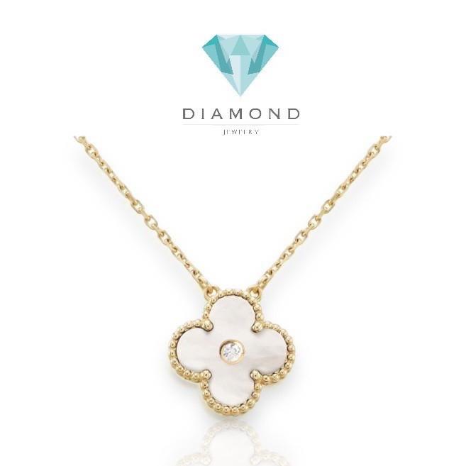 Clover Holiday Mop Diamond 18K Gold Necklace Diamond Jewelry - 298KBD9000LS -HT