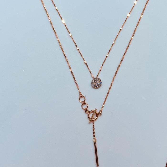Double Layer Necklace Rose Gold 18 K