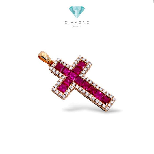 Ruby Cross Diamond Pendant 18K / Diamond Jewelry / 3BL97900AB