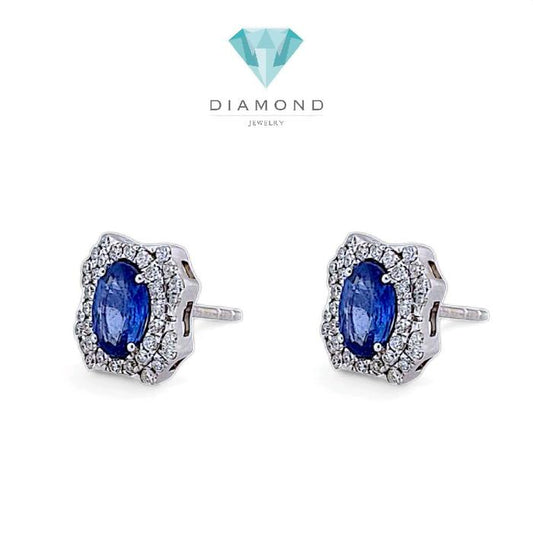 Blue Sapphire Diamond Earring 18K / Diamond Jewelry