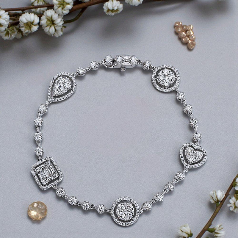 Fancy Tennis Diamond Bracelet 18K / Gelang Berlian Tennis Fancy 18K / Diamond Jewelry 405GB3600LS