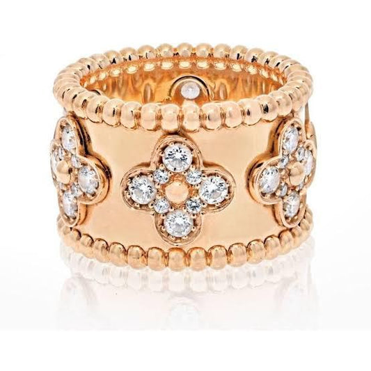Perlee diamond clover wide ring/ cincin emas berlian perlee clover 18k-Diamond Jewelry