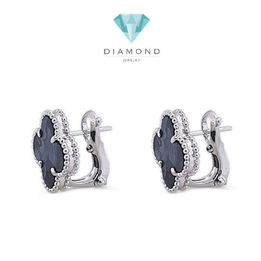 Clover Pietersite vintage Earring 18K / Diamond Jewelry