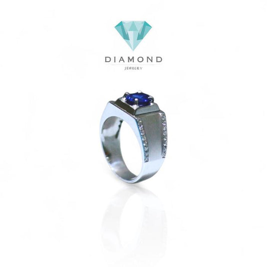 Cincin  Sapphire blue safir Diamond Ring Berlian 18k-Diamond Jewelry
