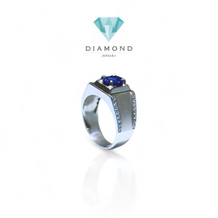 Cincin  Sapphire blue safir Diamond Ring Berlian 18k-Diamond Jewelry