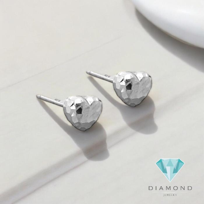 Heart Earring White Gold 750K-Diamond Jewerly-390AMS103LS-HT