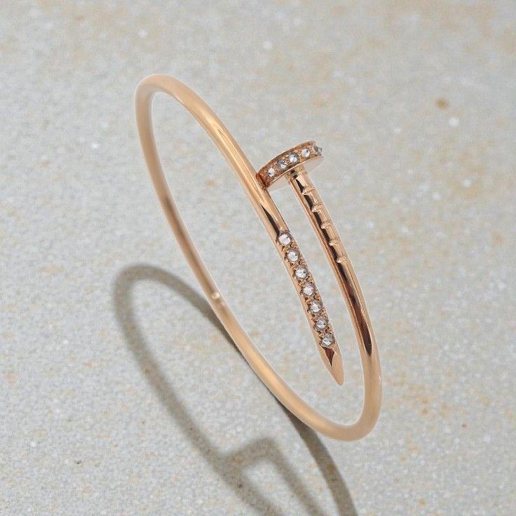 Reverse Set Diamond Nail Bangle 18K / Gelang Paku Diamond  full ujung berlian18K / Diamond Jewelry / 435GBD15000RY