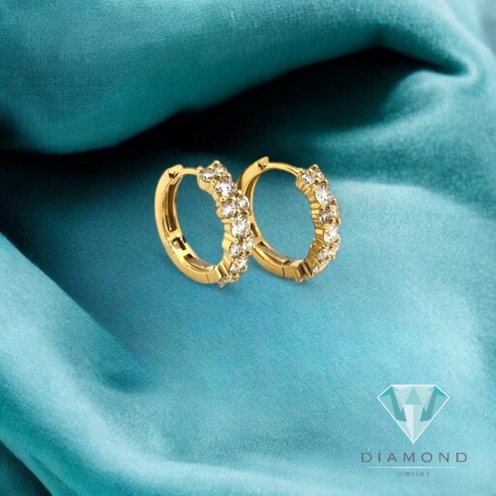 Anting Berlian Hoop zigzag Yellow Gold 18k-Diamond Jewelry