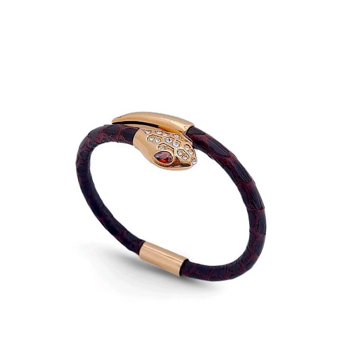 Ulo Serpenti Diamond leather Bracelet 18K / Gelang Berlian Ulo Serpenti 18K / Diamond Jewelry 1GBD15LSNEW - Gold-(SAMPLE-HT)