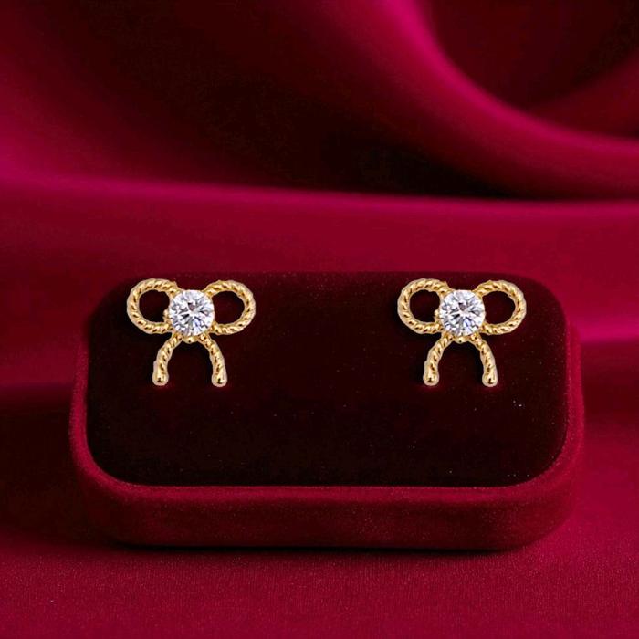 Ribbon Gold Earring 700K / Anting Emas Pita 700K / Diamond Jewelry 421AMS101LS-HT