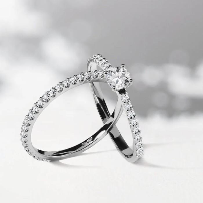 V tennis diamond ring 18k -Diamond Jewelry