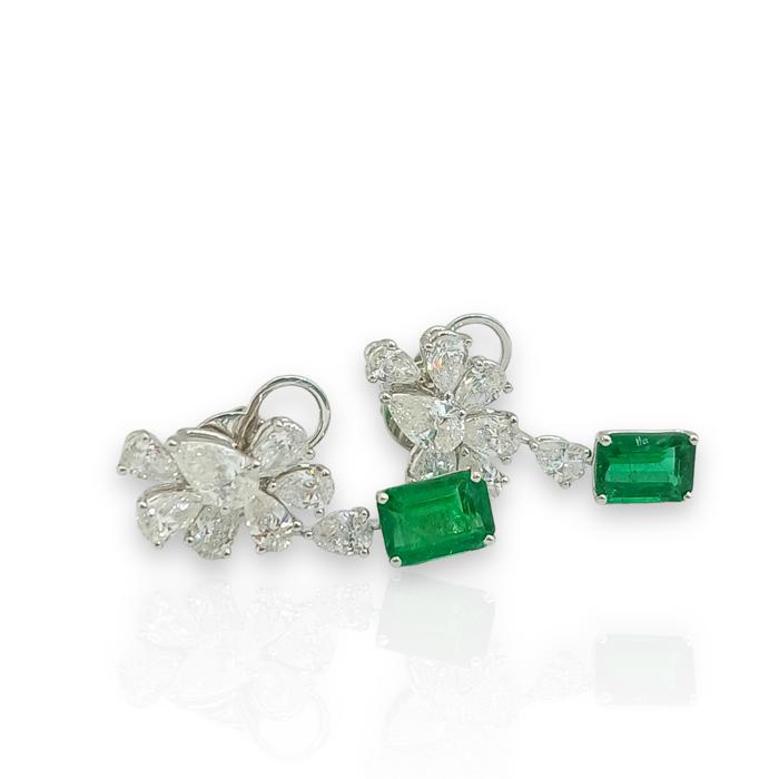 Emerald laura marquis Diamond Earring-18k-Diamond Jewelry