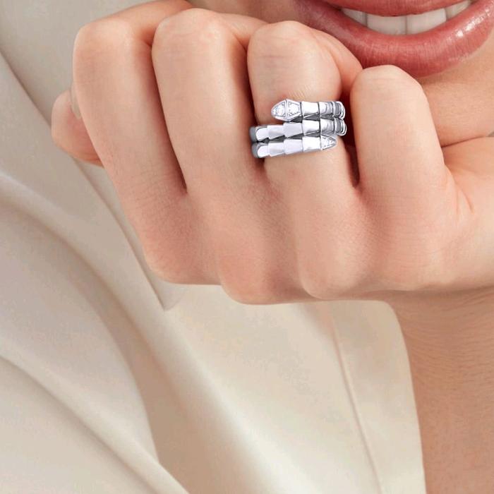 Ulo Serpenti White Diamond Ring 18K / Cincin Ulo Serpenti Emas Putih 18K / Diamond Jewelry-HT-397CBD13000RY-HT